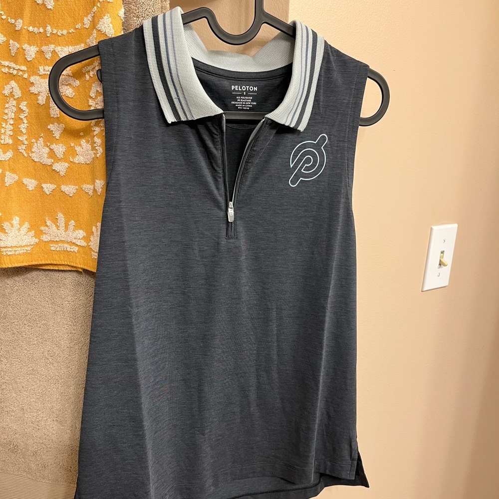 Peloton Blue/gray collared tank top NEVER WORN